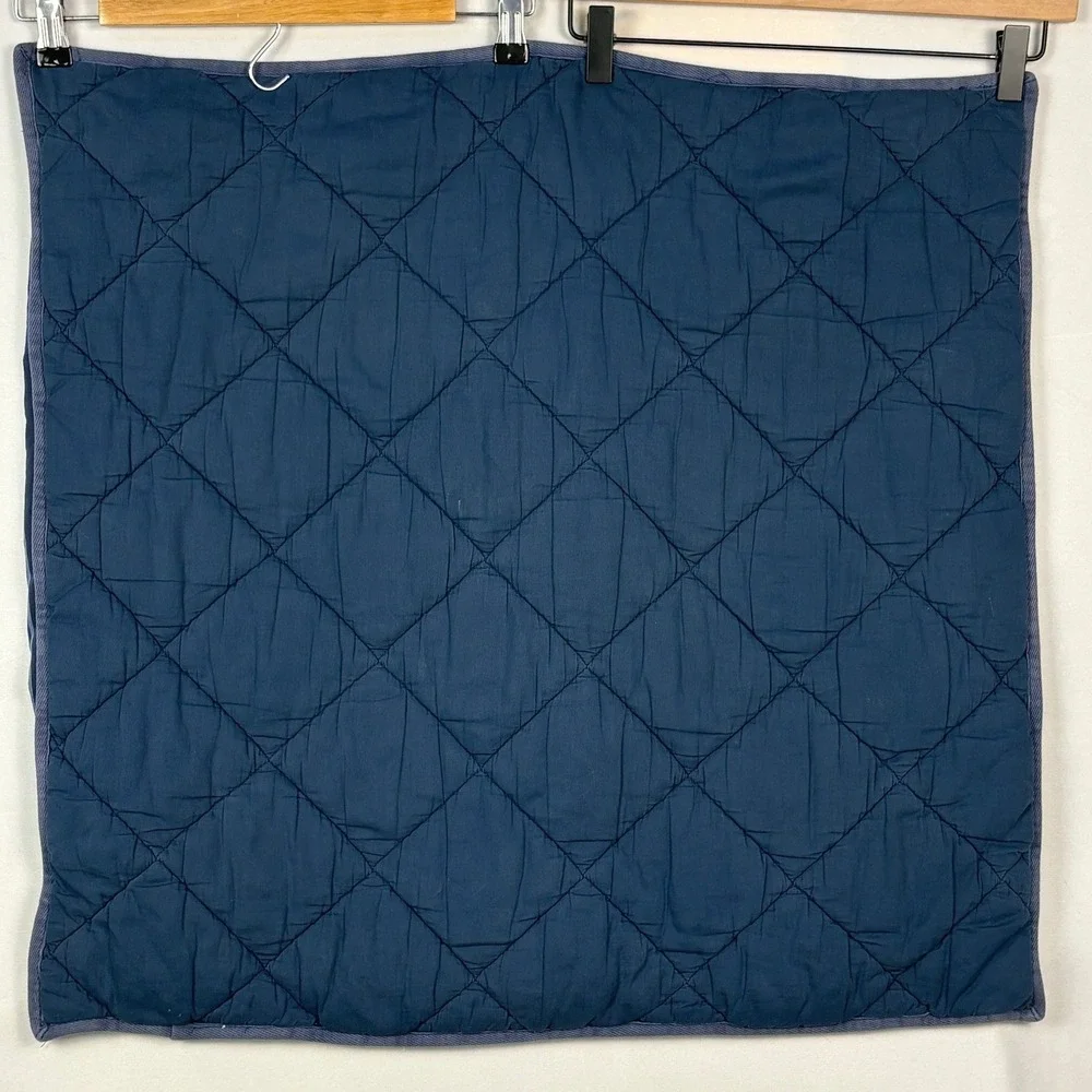 PBteen Pottery Barn Set if 2 Navy Blue Pinstripe Quilted Euro Shams 26x26 Cotton